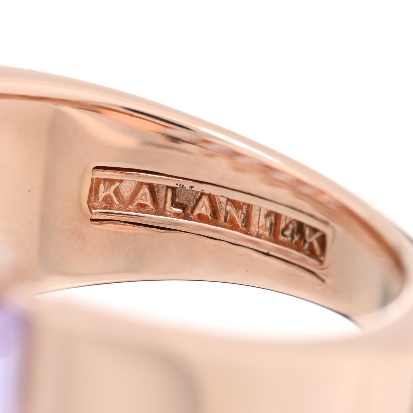 18K Rose Gold Amethyst Baguette Half Band Ring 51 5.75
