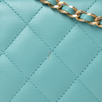 Chanel Calfskin Quilted Wallet On Chain WOC Green 9 of 11