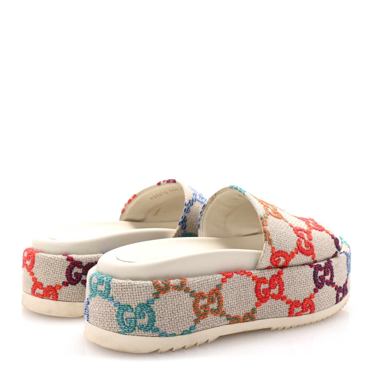 Gucci Linen Psychedelic Mini GG Monogram Angelina Platform 55mm Slide Sandals 35.5 Multicolor 5 of 10