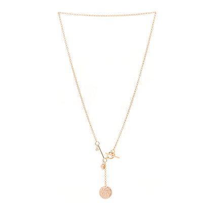 Hermes 18K Rose Gold Diamond PM Ex-Libris Pendant Necklace 3 of 6