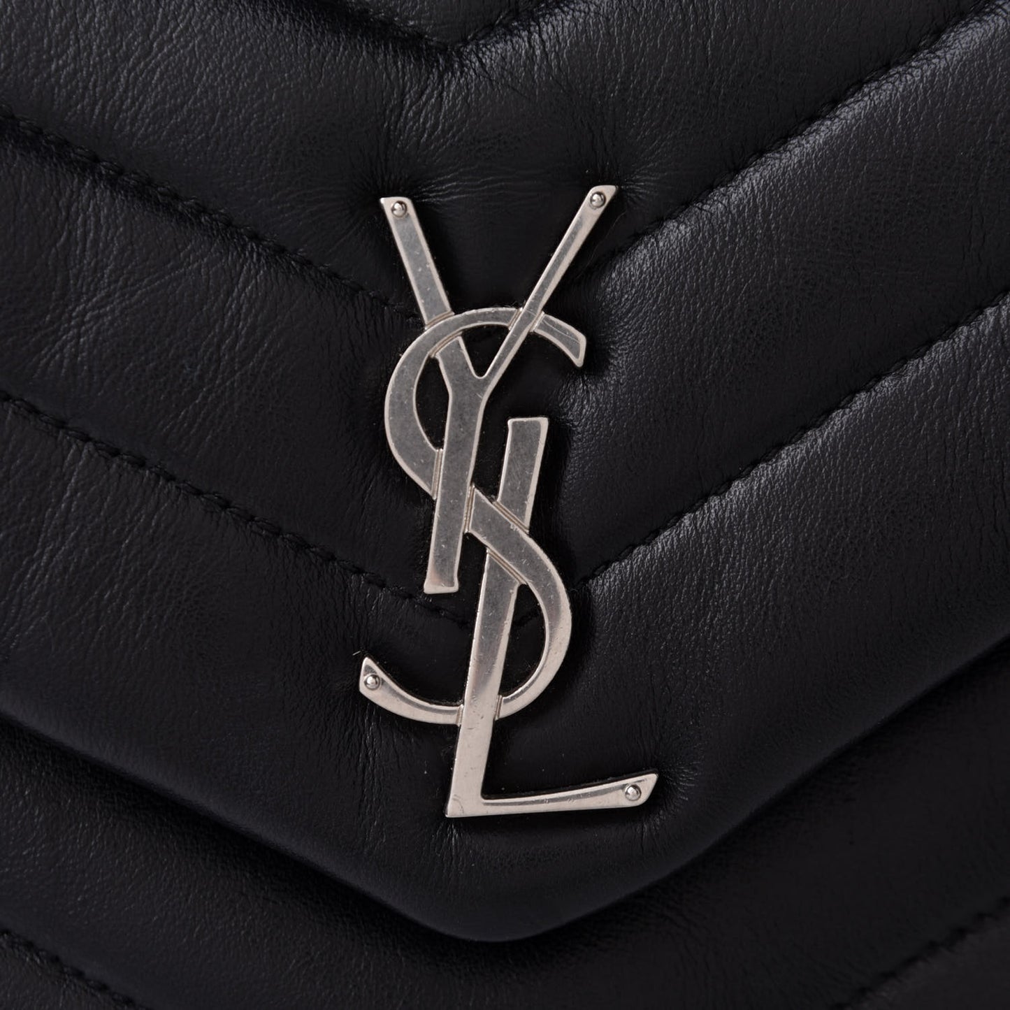 Calfskin Y Quilted Monogram Small Loulou Chain Satchel Black