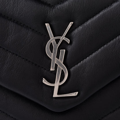 Saint Laurent Calfskin Y Quilted Monogram Small Loulou Chain Satchel Black 8 of 13