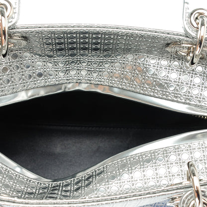 Christian Dior Metallic Patent Micro-Cannage Gradient Medium Lady Dior Silver Blue 5 of 7