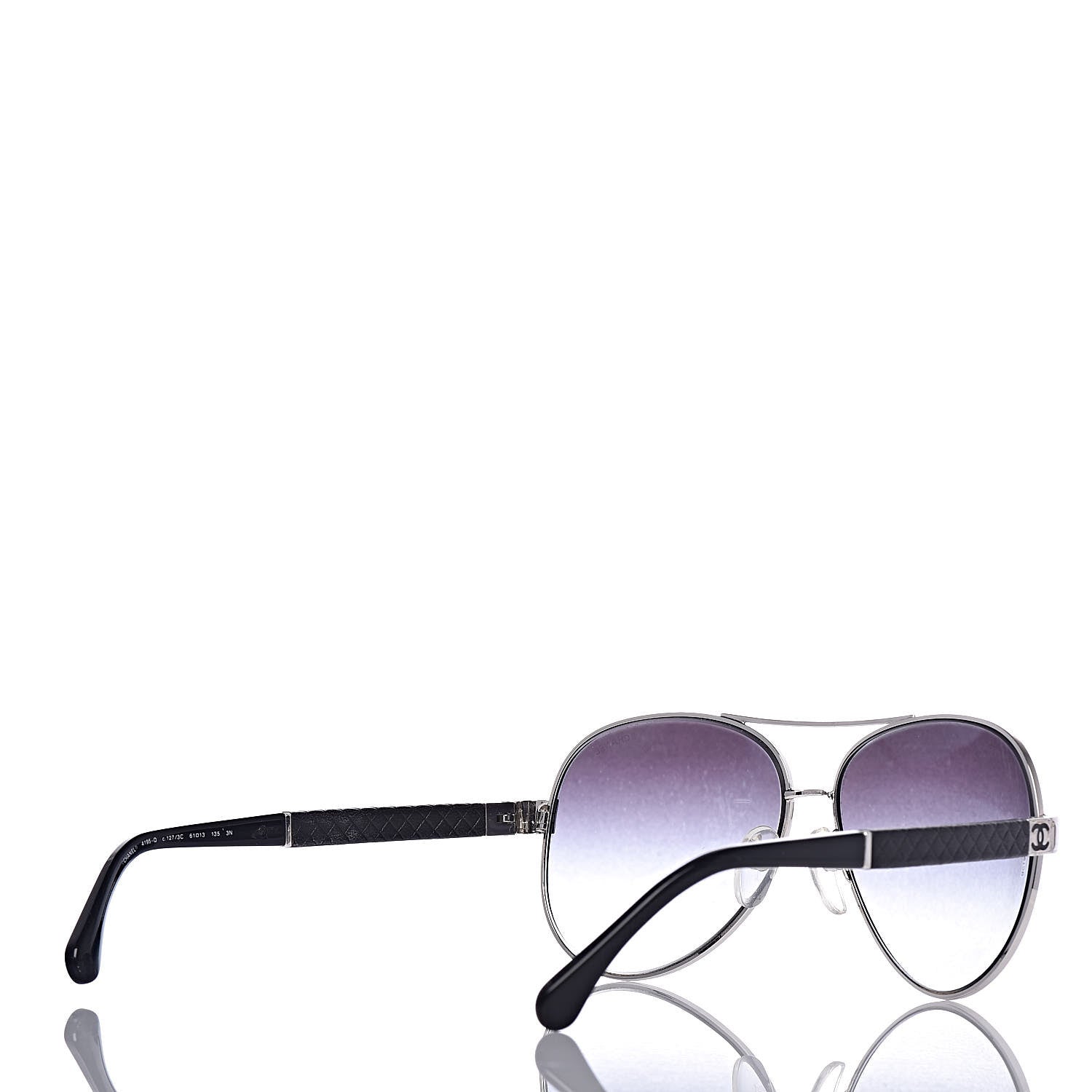 Chanel Lambskin Quilted CC Aviator Sunglasses 4195-Q Black 4 of 7