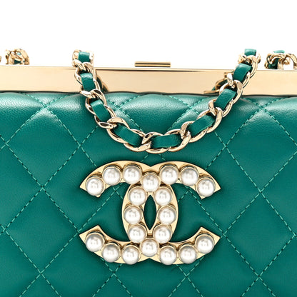 Chanel Lambskin Quilted Pearl CC Vanity Case Turquoise 9 of 11