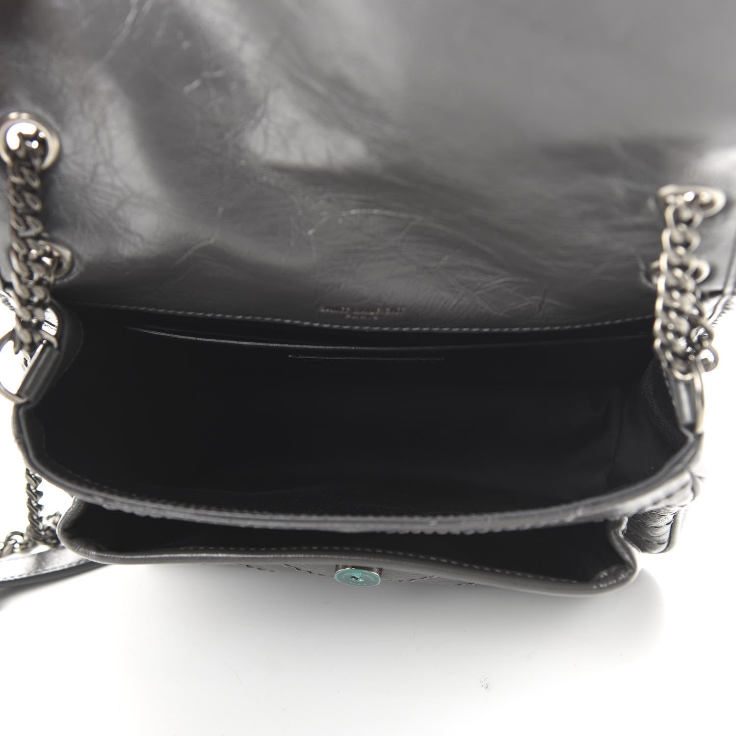 Saint Laurent Crinkled Calfskin Matelasse Monogram Baby Niki Chain Satchel Storm 5 of 10