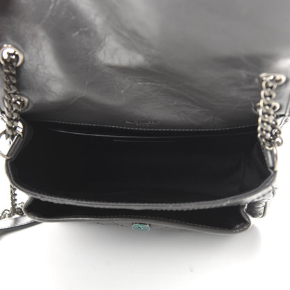 Saint Laurent Crinkled Calfskin Matelasse Monogram Baby Niki Chain Satchel Storm 5 of 10