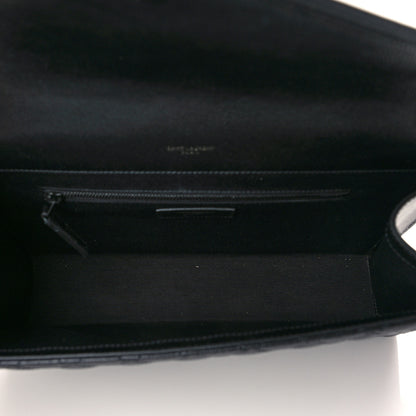 Saint Laurent Grain De Poudre Textured Mixed Matelasse Large Triquilt Monogram Monochrome Satchel Black 5 of 6