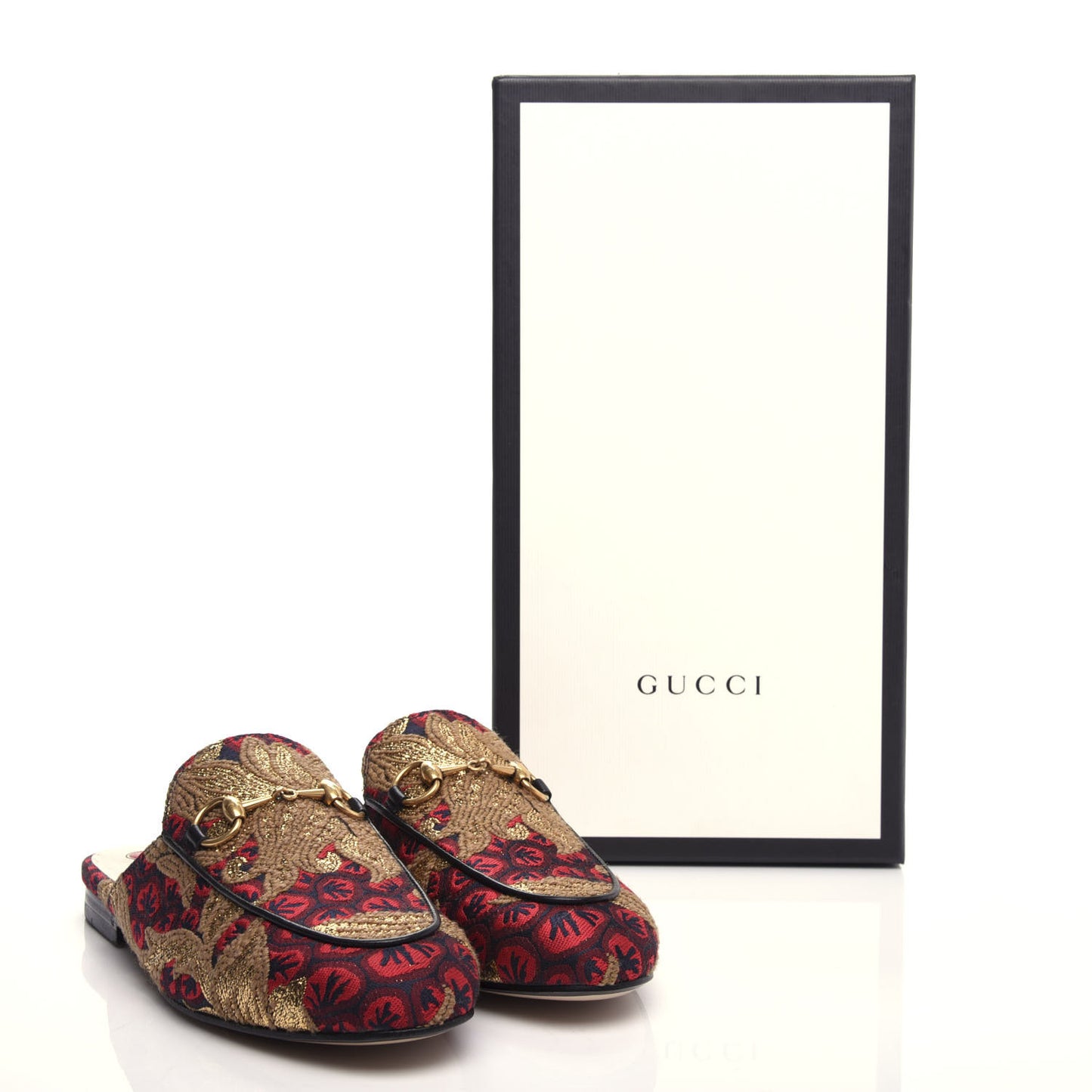 Jacquard Floral Womens Princetown Slippers 35.5 Black Camel