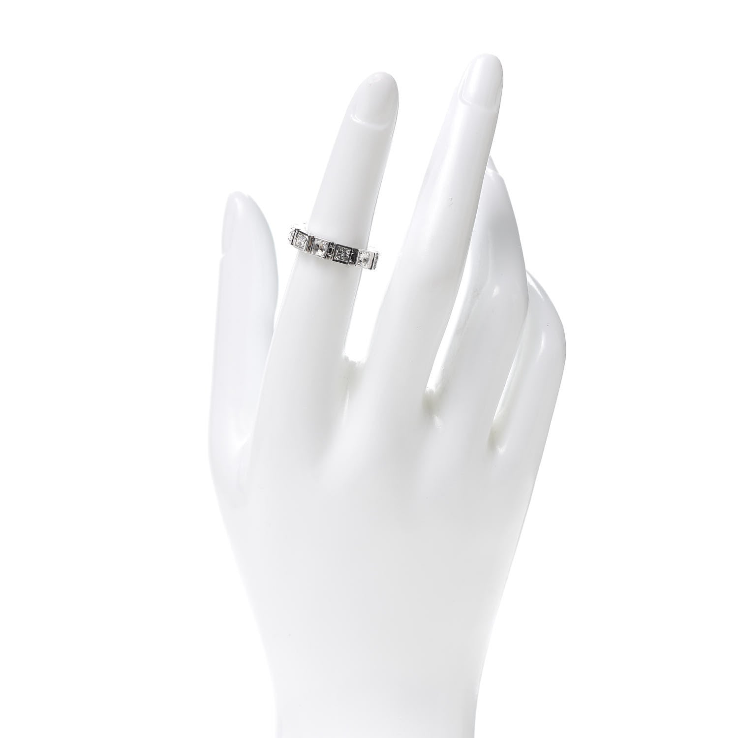 Tiffany 18K White Gold Diamond T Line Band Ring 49 4.75 2 of 4