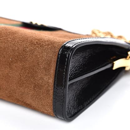Gucci Suede Patent Web Small Ophidia Chain Shoulder Bag Nocciola Black 10 of 12