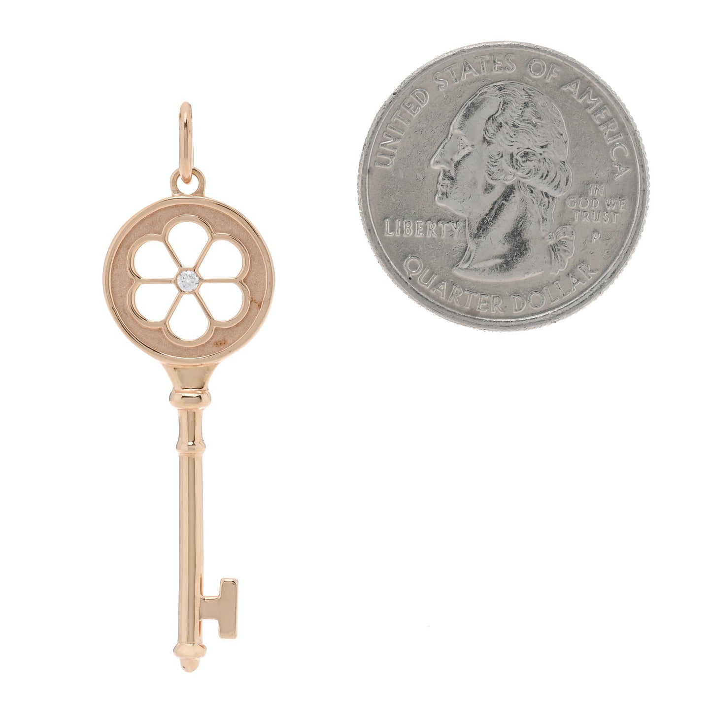 18K Rose Gold Diamond Blossom Key Pendant