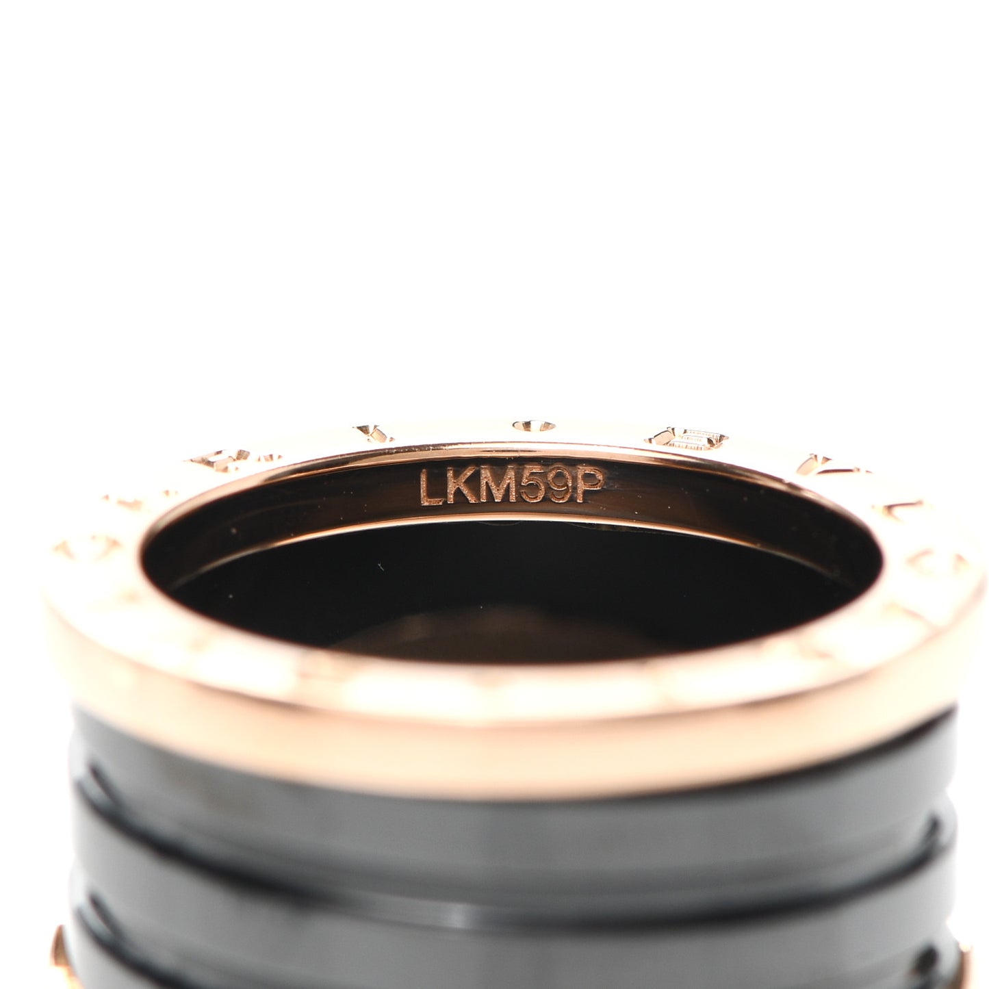18K Rose Gold Black Ceramic B.Zero1 Four-Band Ring 52 6