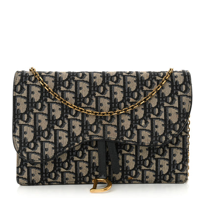 Christian Dior Oblique Saddle Chain Pouch Blue 1 of 17