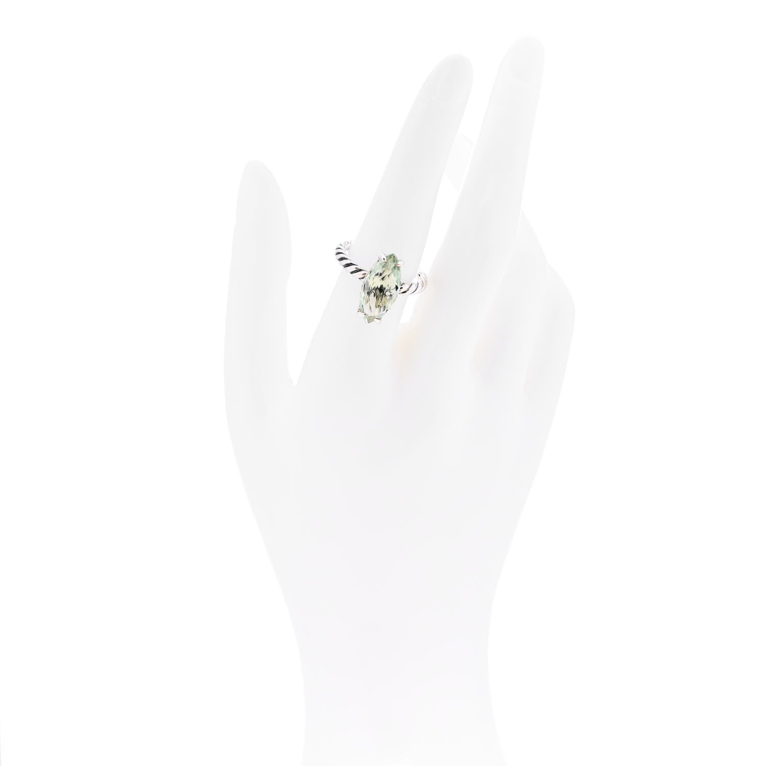 David Yurman Sterling Silver Prasiolite Color Classics Marquise Ring 54 7 2 of 6