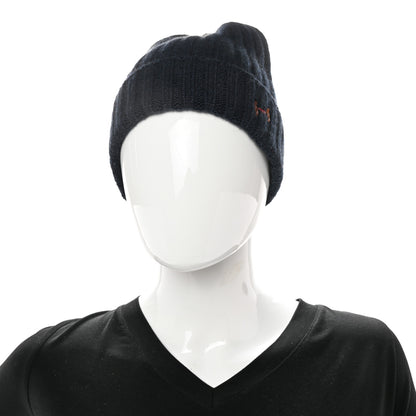 Hermes Cashmere Silk H Torsade Beanie Hat L Navy 2 of 5