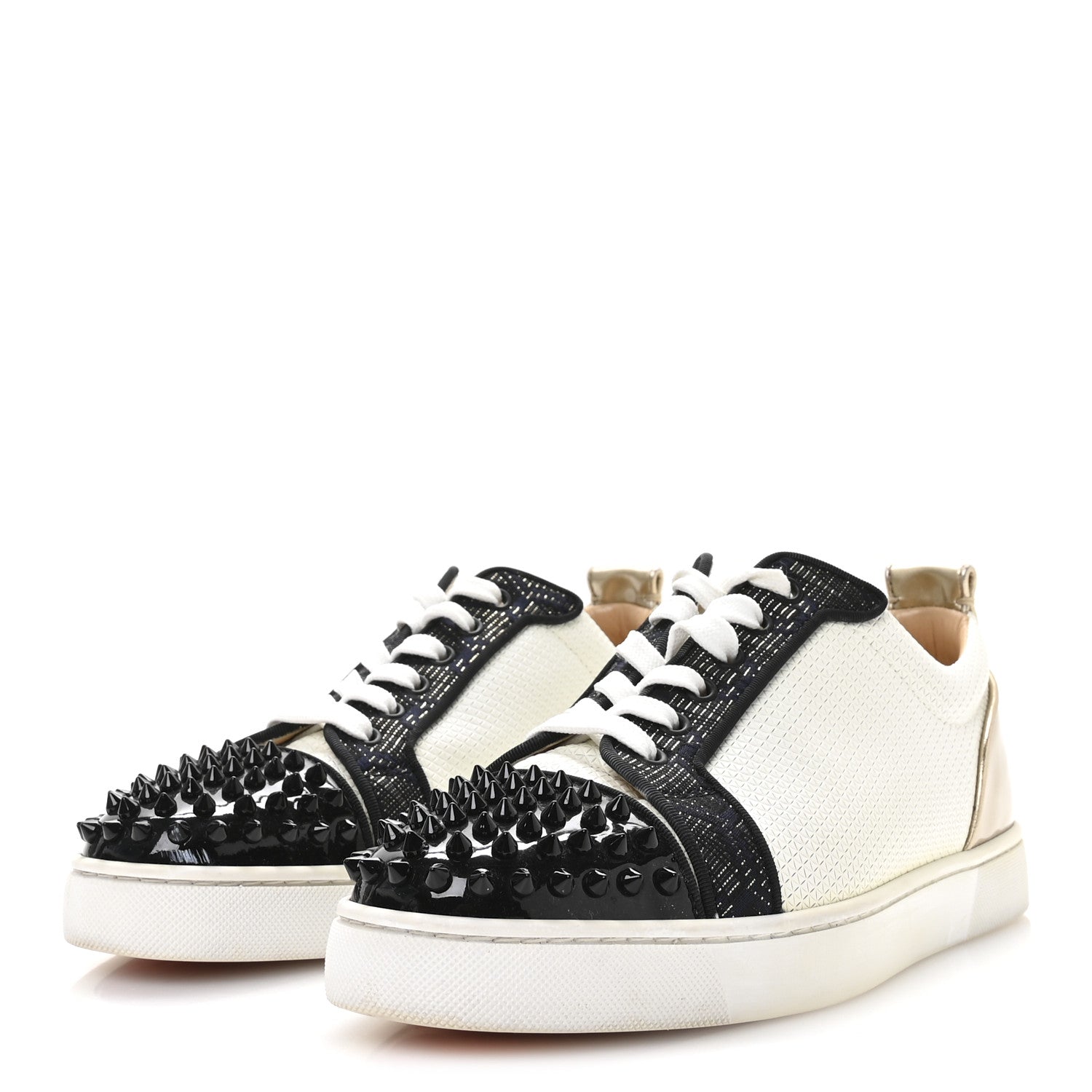 Christian Louboutin Calfskin Mens Louis Junior Spikes Orlato Flat Sneakers 42 Multicolor 4 of 8