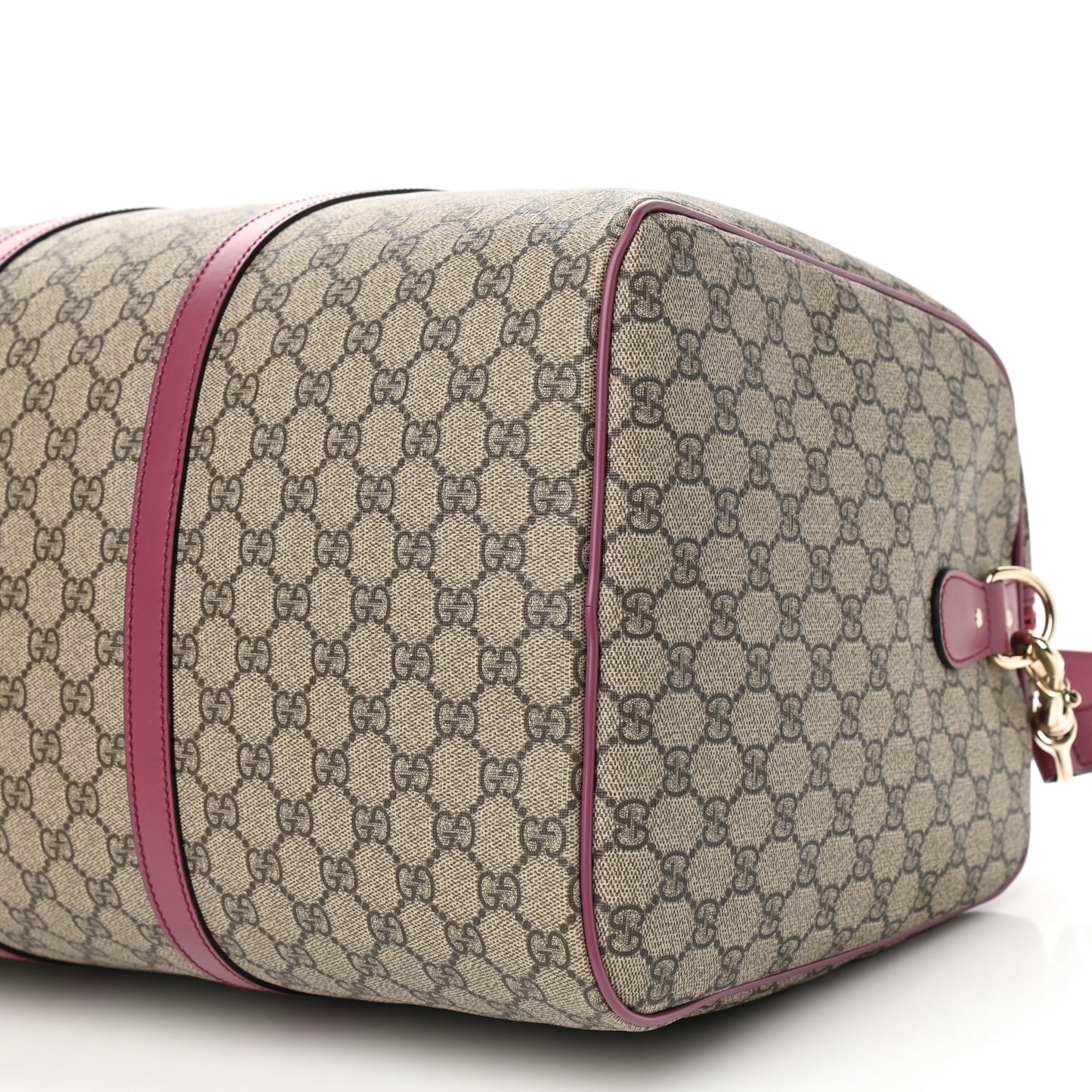 GG Supreme Monogram Selleria Calfskin Medium Carry On Duffle Bag Beige Ebony Peonia Flower