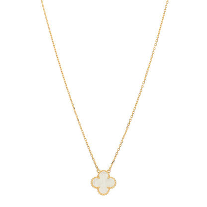 Van Cleef & Arpels 18K Yellow Gold Mother of Pearl Vintage Alhambra Pendant Necklace 1 of 6