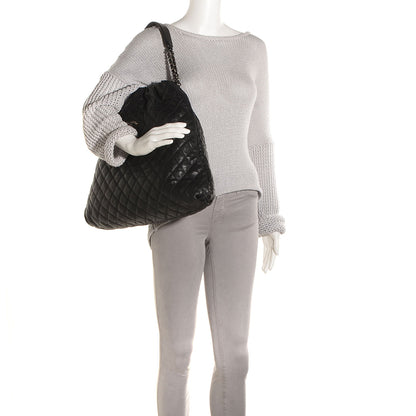 Chanel Distressed Glazed Caviar Quilted Large Elastic Tote Black 2 of 9