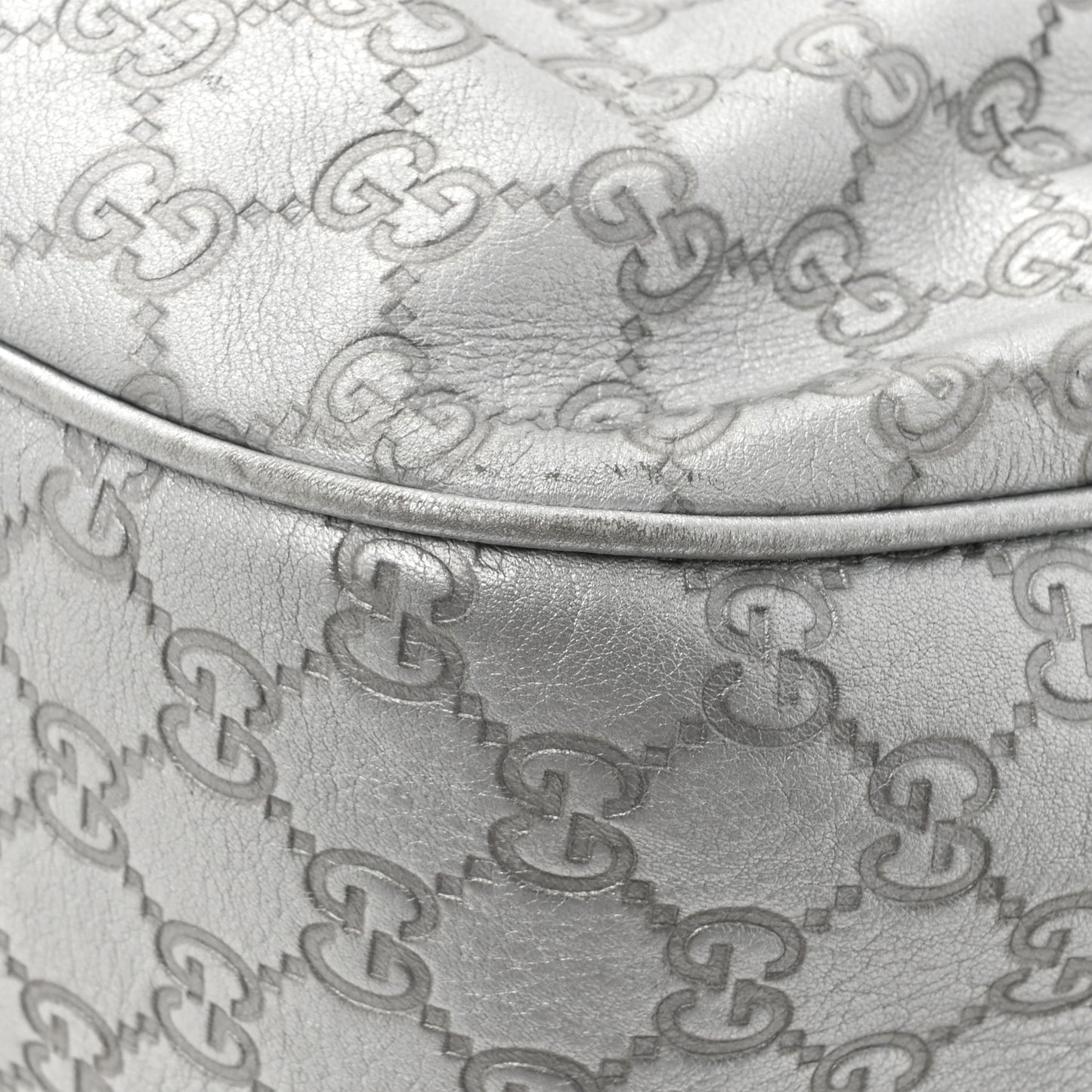 Metallic Guccissima Medium Sukey Hobo Silver