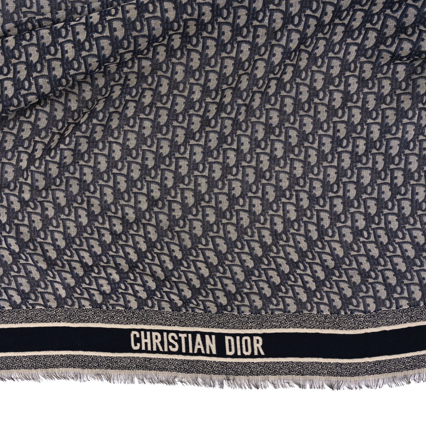 Wool Silk Cotton Oblique Scarf