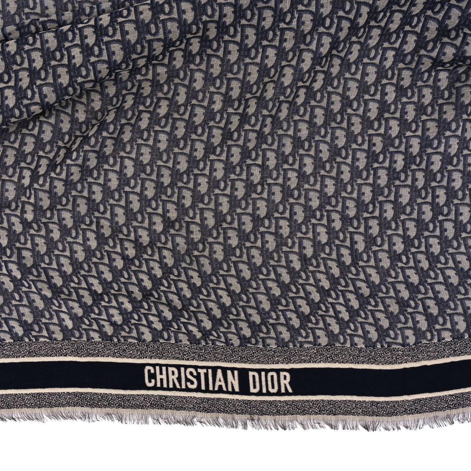 Christian Dior Wool Silk Cotton Oblique Scarf 2 of 7