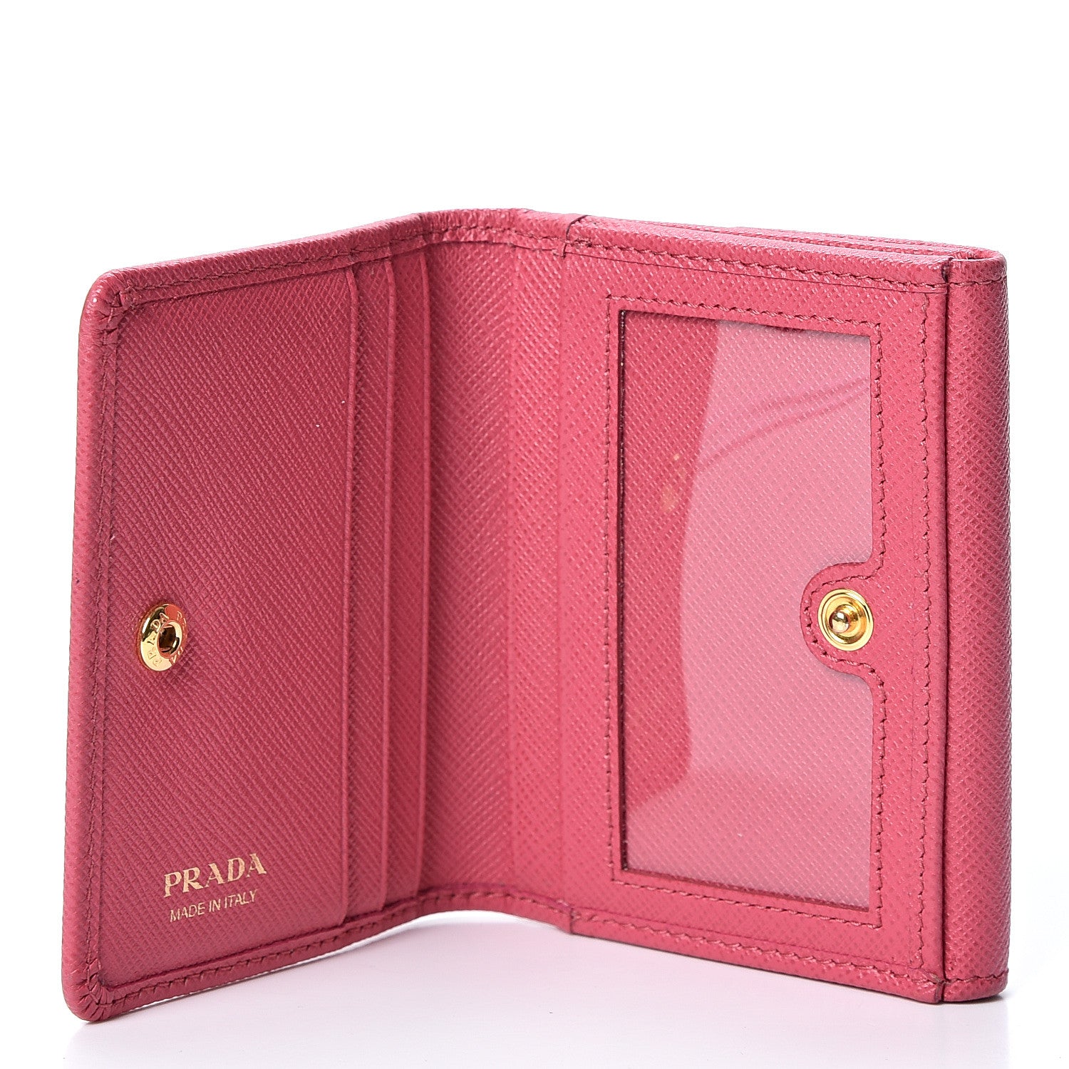 Prada Saffiano Metal Card Holder Peonia 4 of 8
