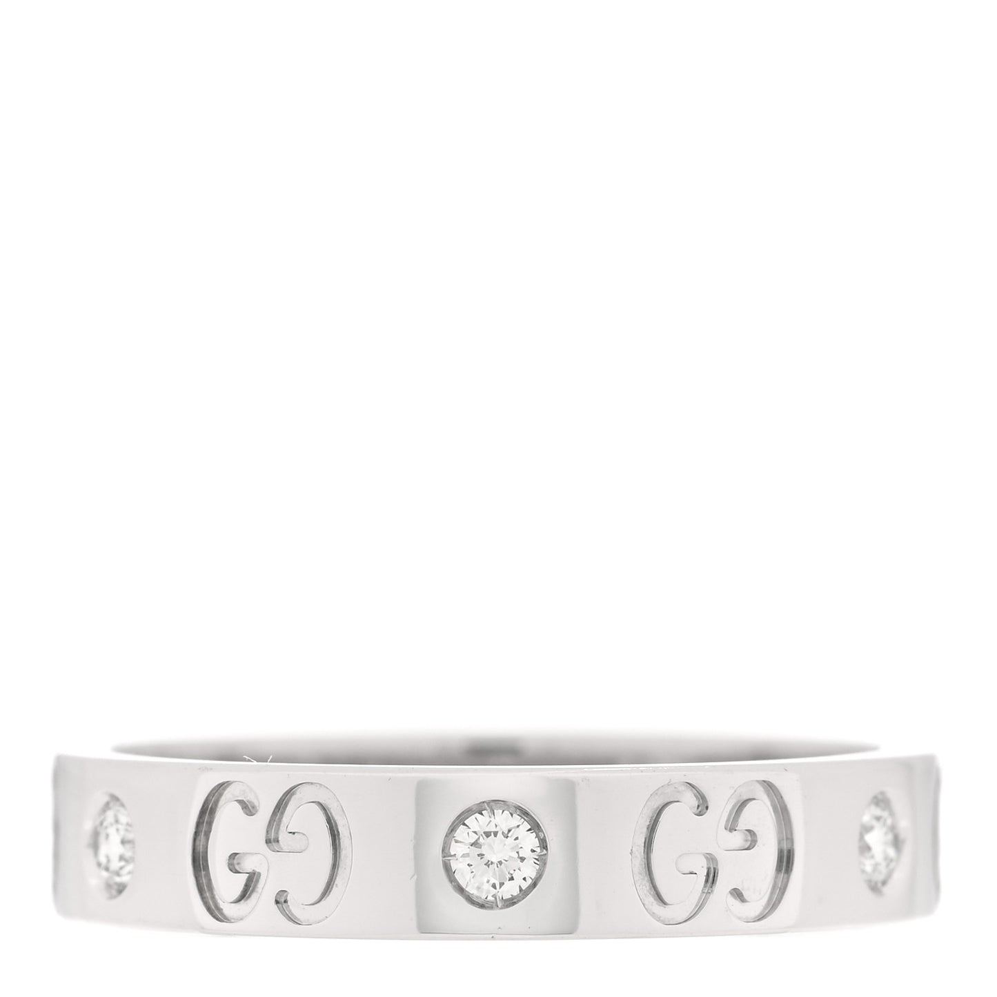18K White Gold Diamond Icon Band Ring 56 7.5