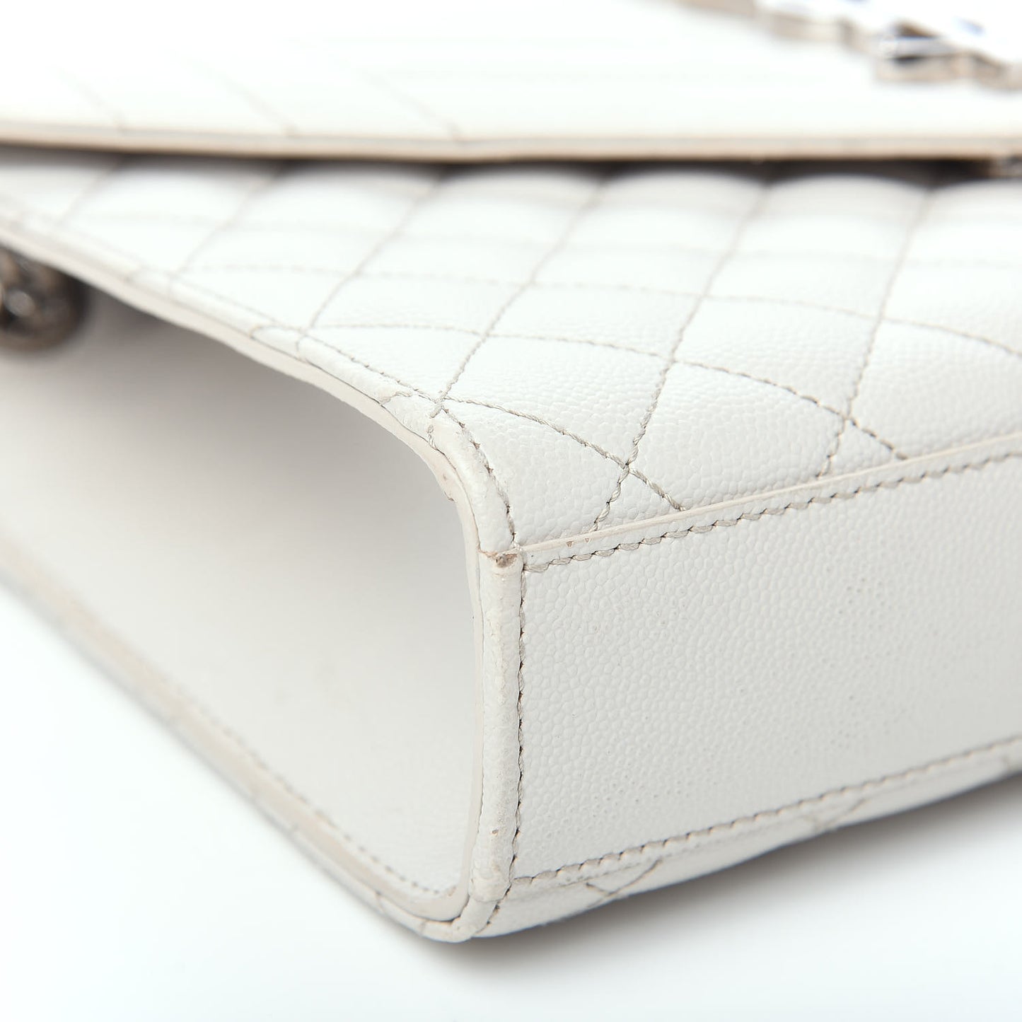 Grain De Poudre Textured Mixed Matelasse Medium Triquilt Monogram Satchel Porcellana