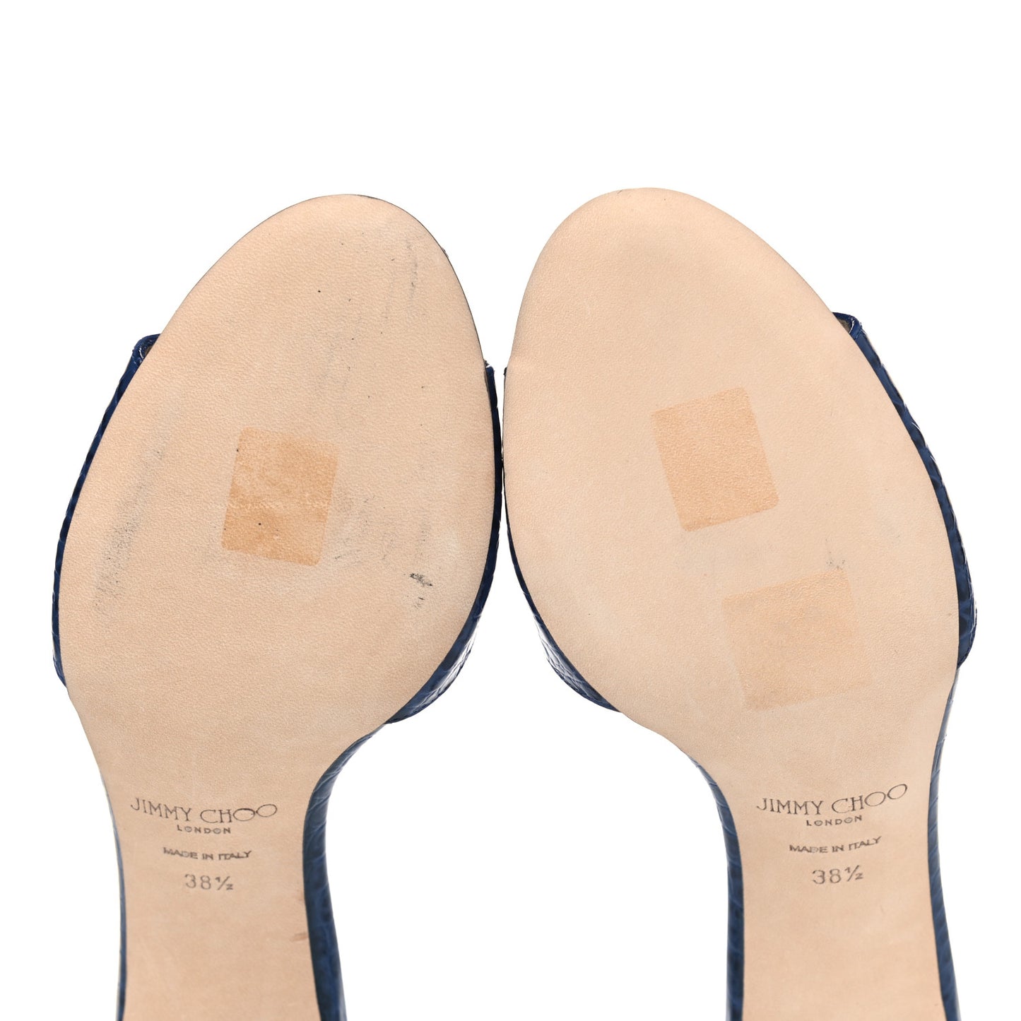Calfskin Crocodile Embossed Stacey 65 Sandal Pumps 38.5 Denim