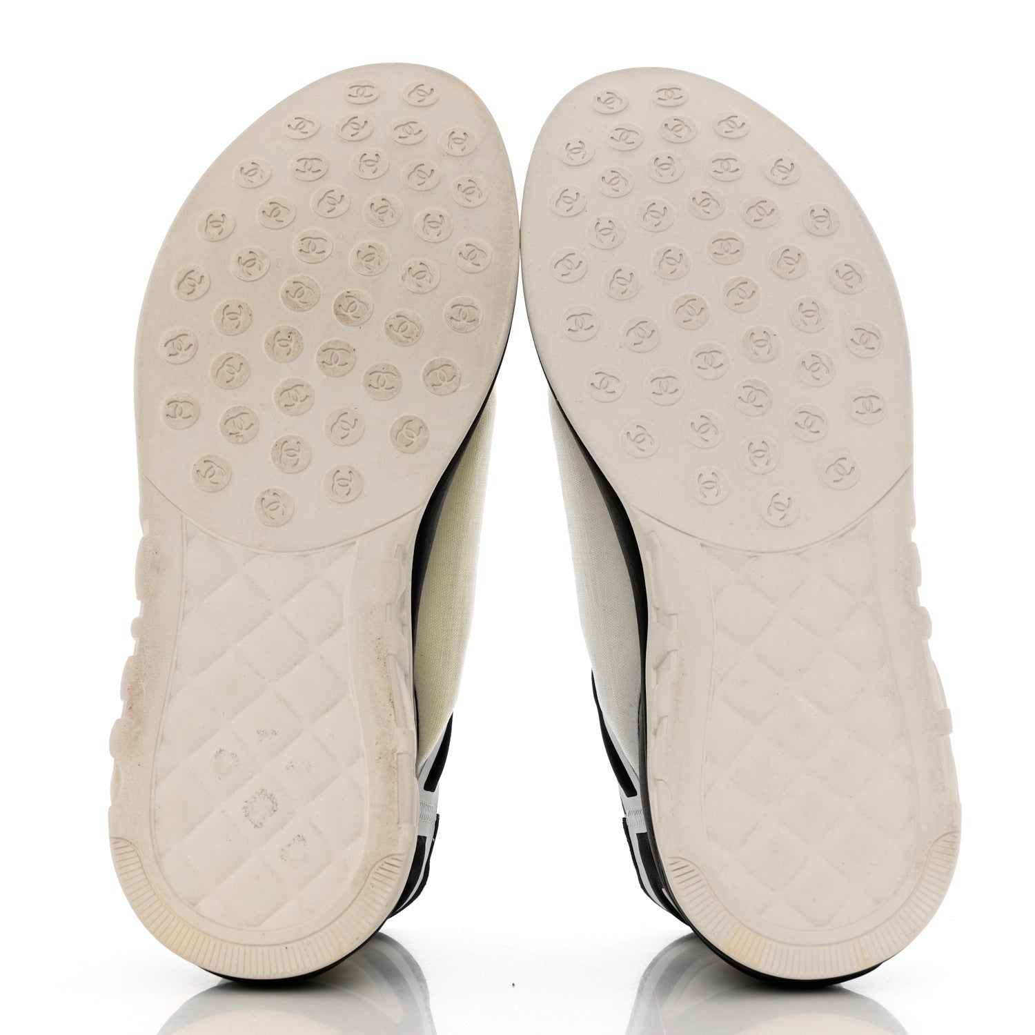 Chanel Lycra Womens CC Sneakers 39.5 White Black 4 of 8