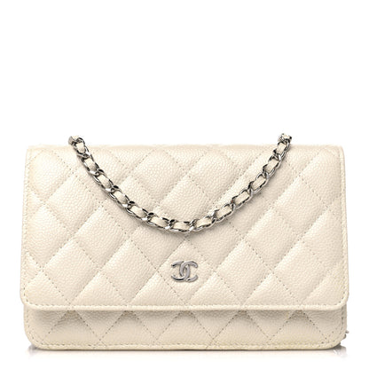 Chanel Iridescent Caviar Quilted Wallet on Chain WOC Ivory 1 of 14