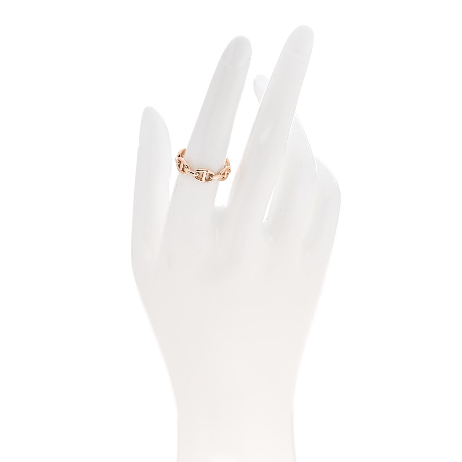 Hermes 18K Rose Gold PM Chaine D'Ancre Enchainee Ring 55 7.25 2 of 7