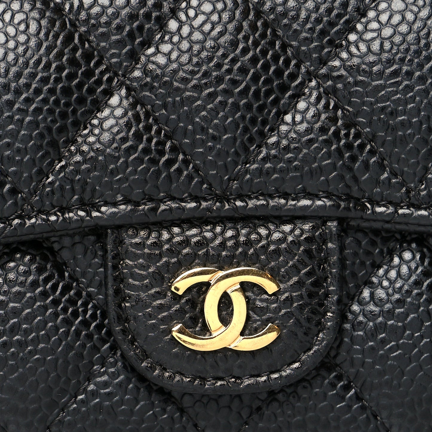 Caviar Quilted Flap Card Holder Black