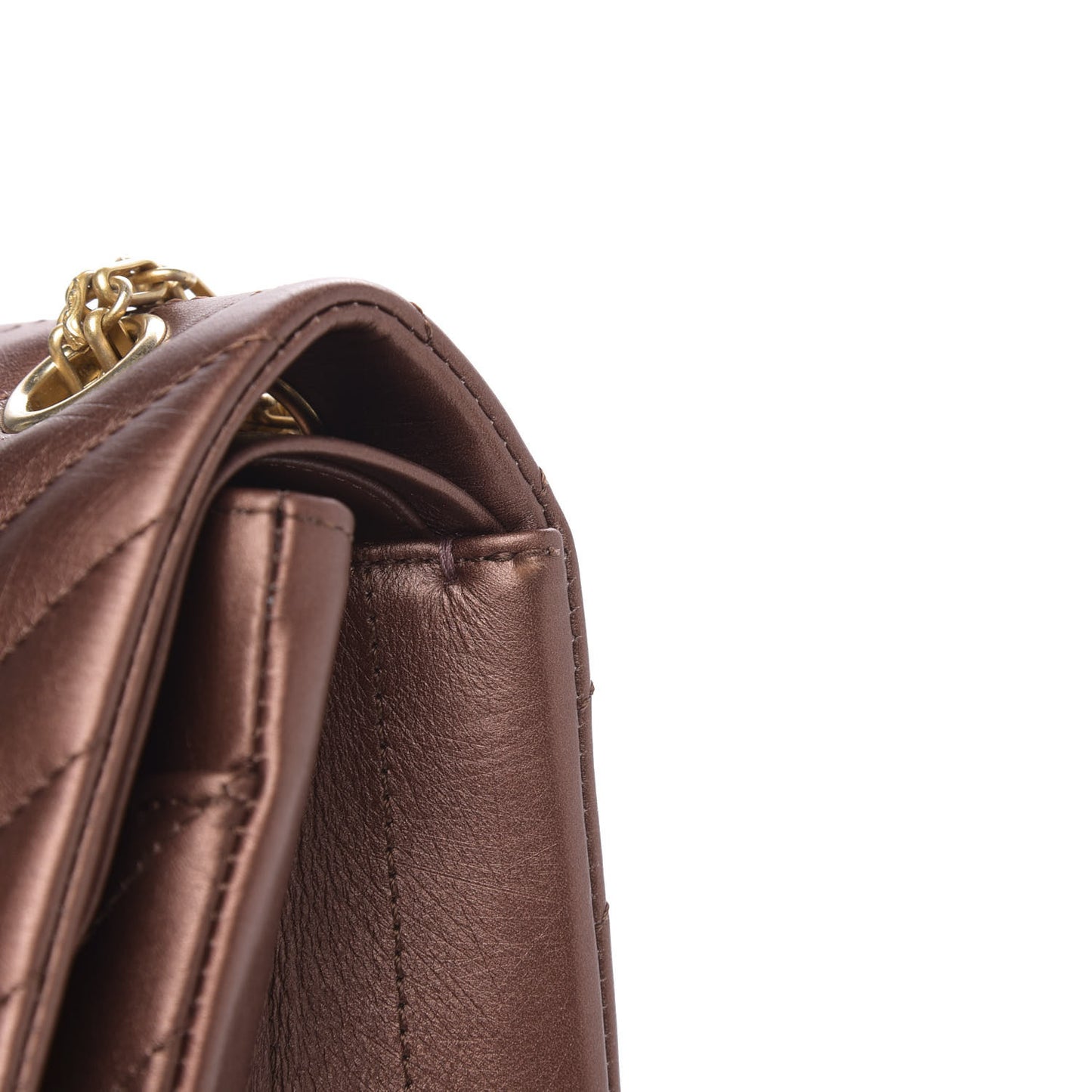 Metallic Aged Calfskin Chevron Quilted 2.55 Reissue 225 Flap Bronze
