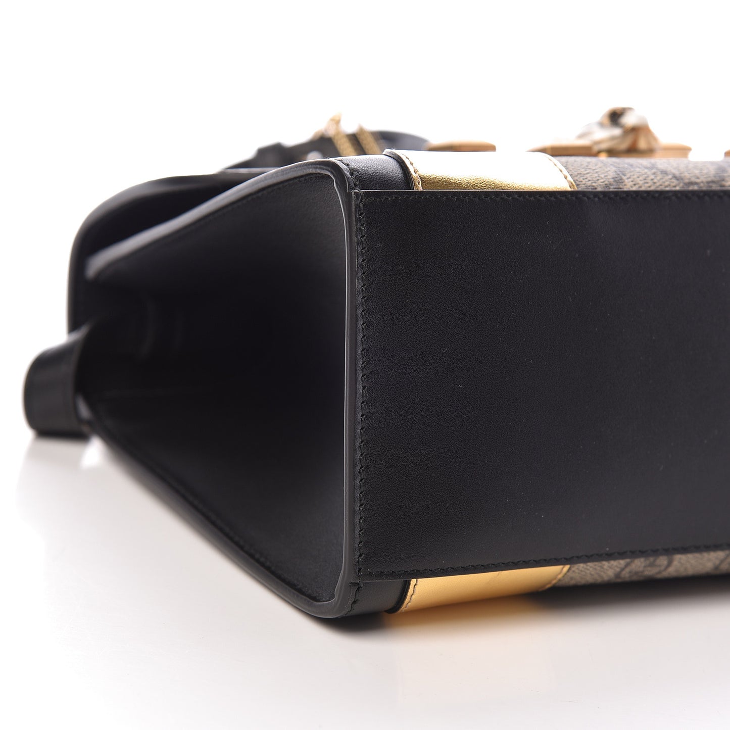 GG Supreme Monogram Small Osiride Top Handle Bag Black Gold