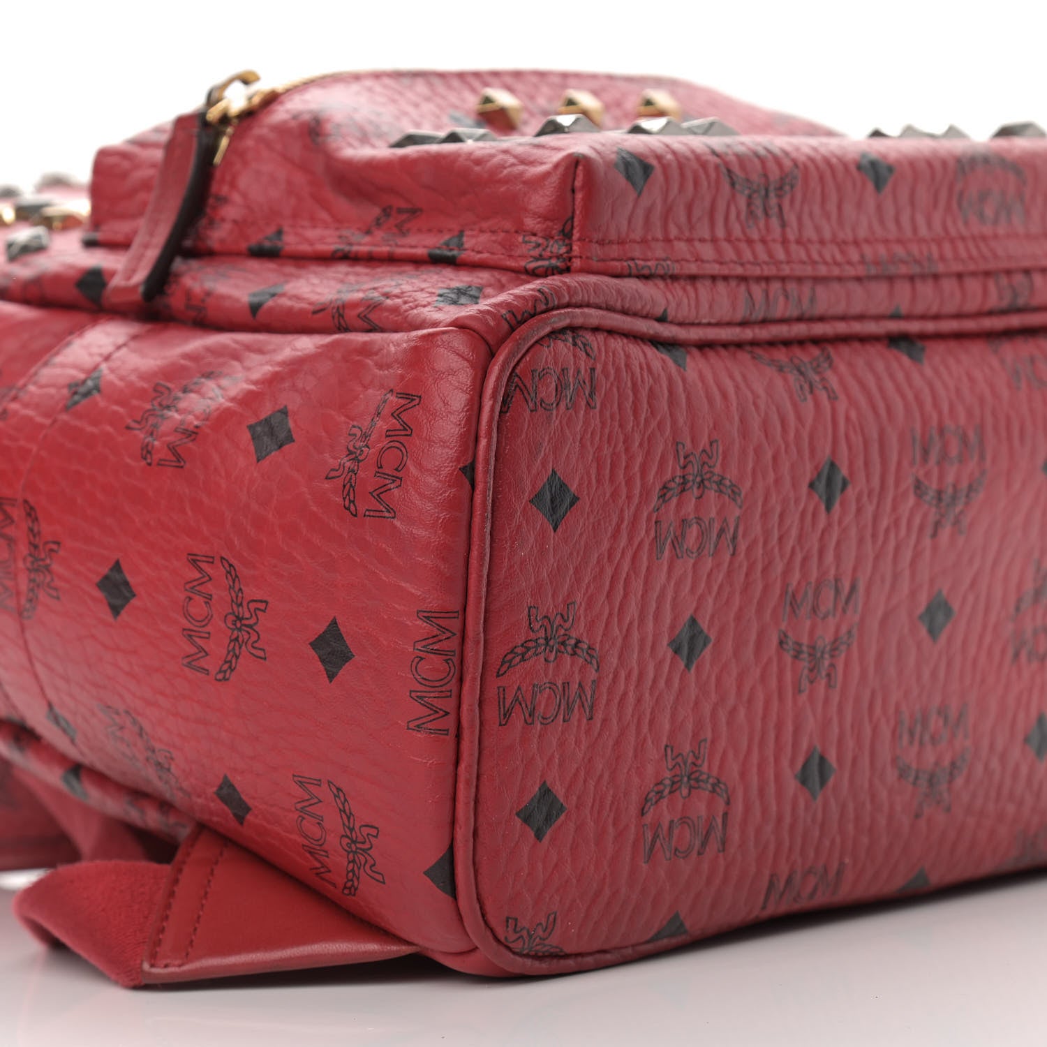 MCM Visetos Studded Small Stark M Backpack Red 8 of 13