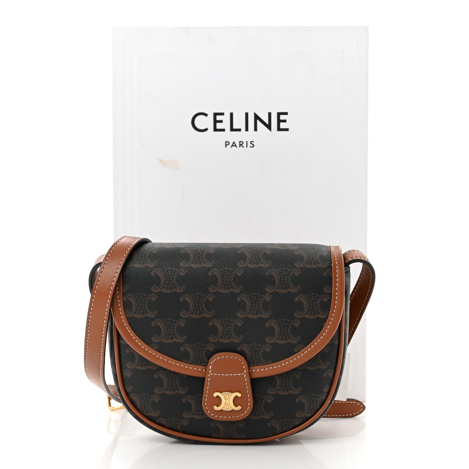 Celine Canvas Calfskin Triomphe Mini Besace Tan 10 of 10