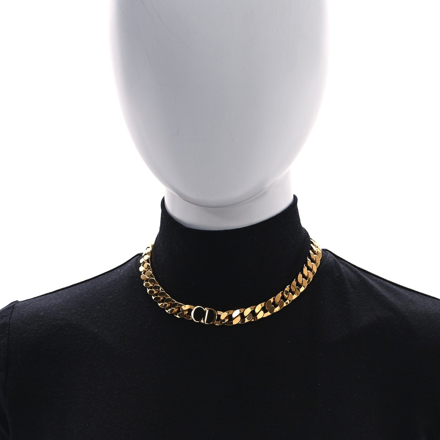 Christian Dior Metal CD Choker Necklace Gold 2 of 5