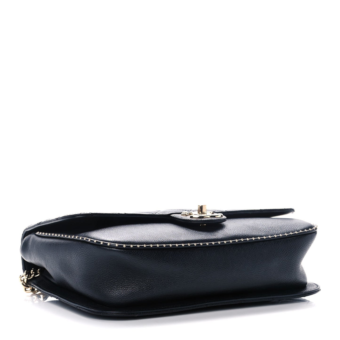 Caviar Quilted Large Studded Flap Black