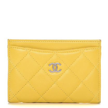Chanel Lambskin Quilted Card Holder Yellow 1 of 9