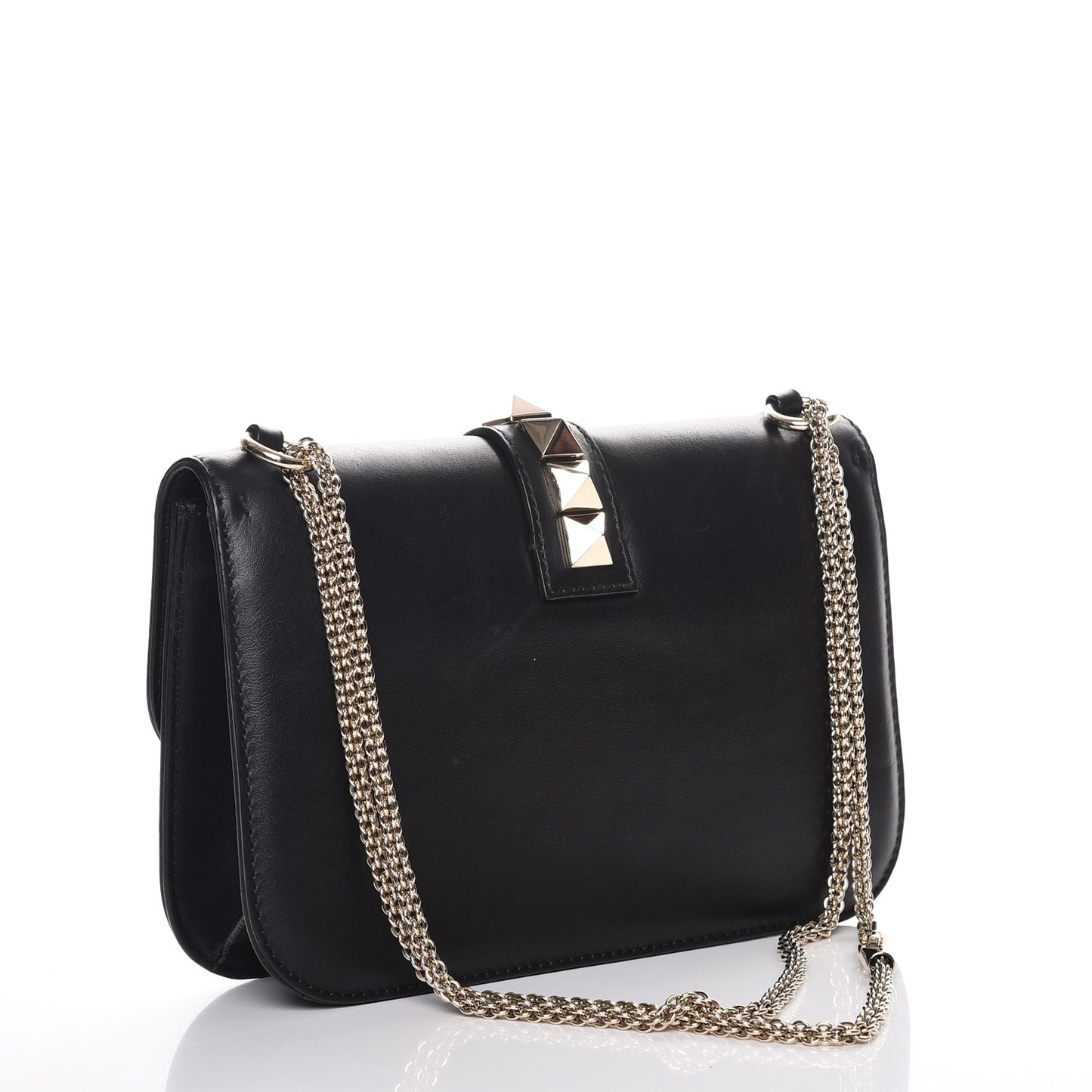 Vitello Medium Glam Lock Rockstud Flap Black