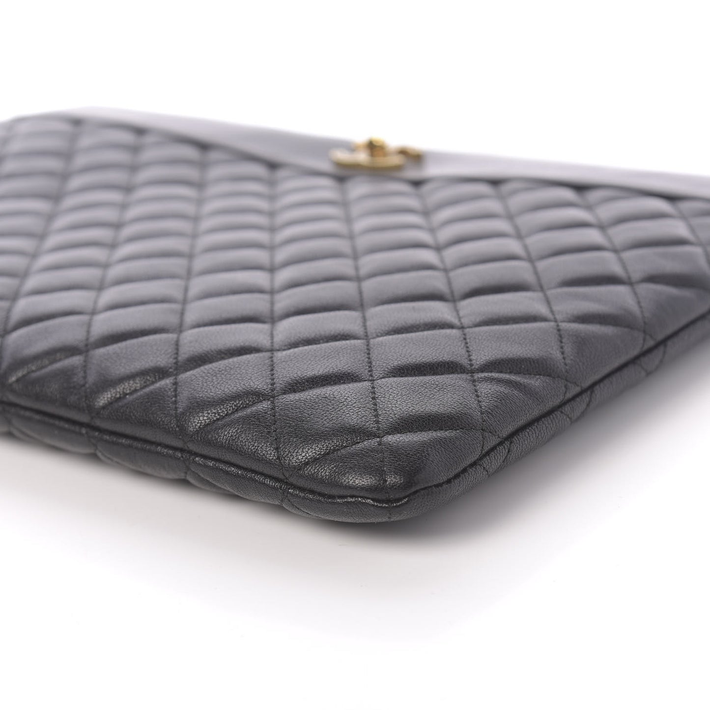 Lambskin Quilted Large Vintage Mademoiselle Cosmetic Case Black