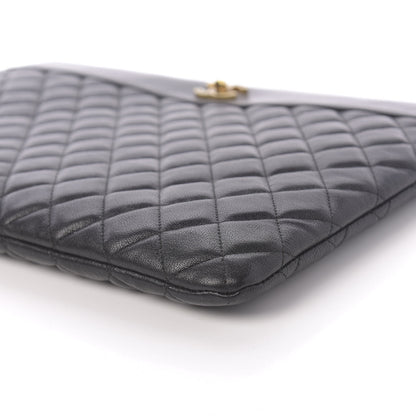 Chanel Lambskin Quilted Large Vintage Mademoiselle Cosmetic Case Black 7 of 11