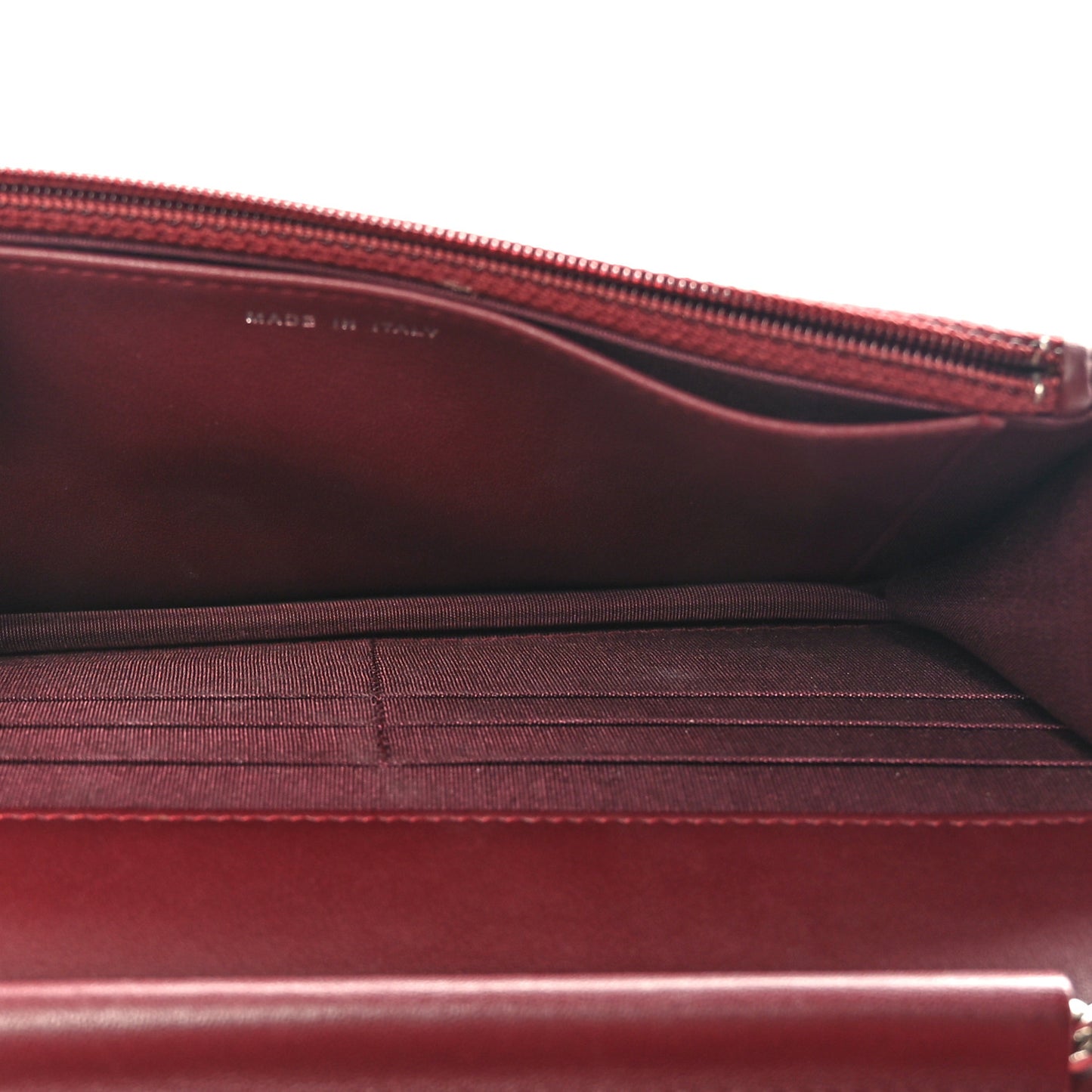 Calfskin Chevron Quilted Boy Wallet On Chain WOC Burgundy