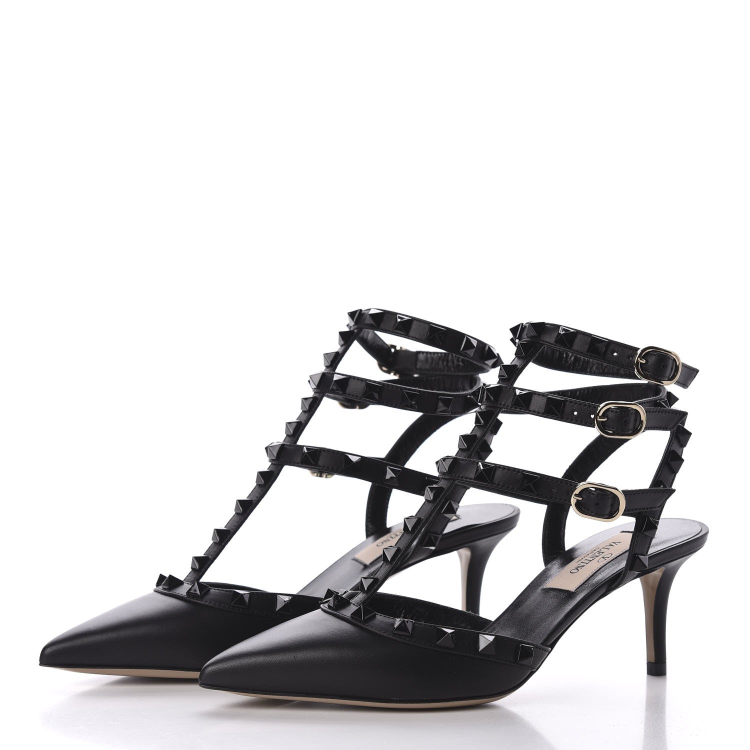 Valentino Garavani Nappa Monochrome Rockstud Ankle Strap 65mm Pumps 35 Black 2 of 9