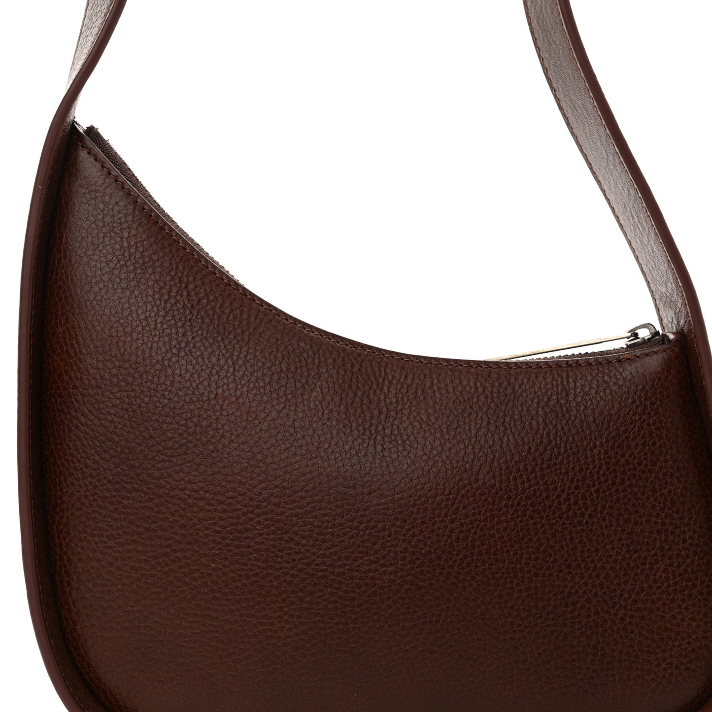 Grained Calfskin Half Moon Shoulder Bag Raisin