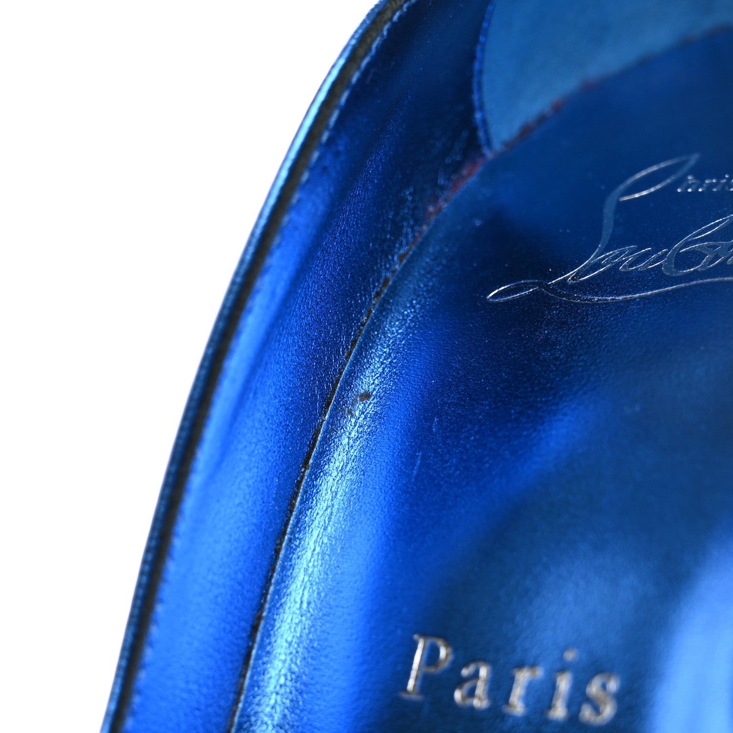 Christian Louboutin Metallic Patent Hot Chick 100 Pumps 36 Blue 12 of 19