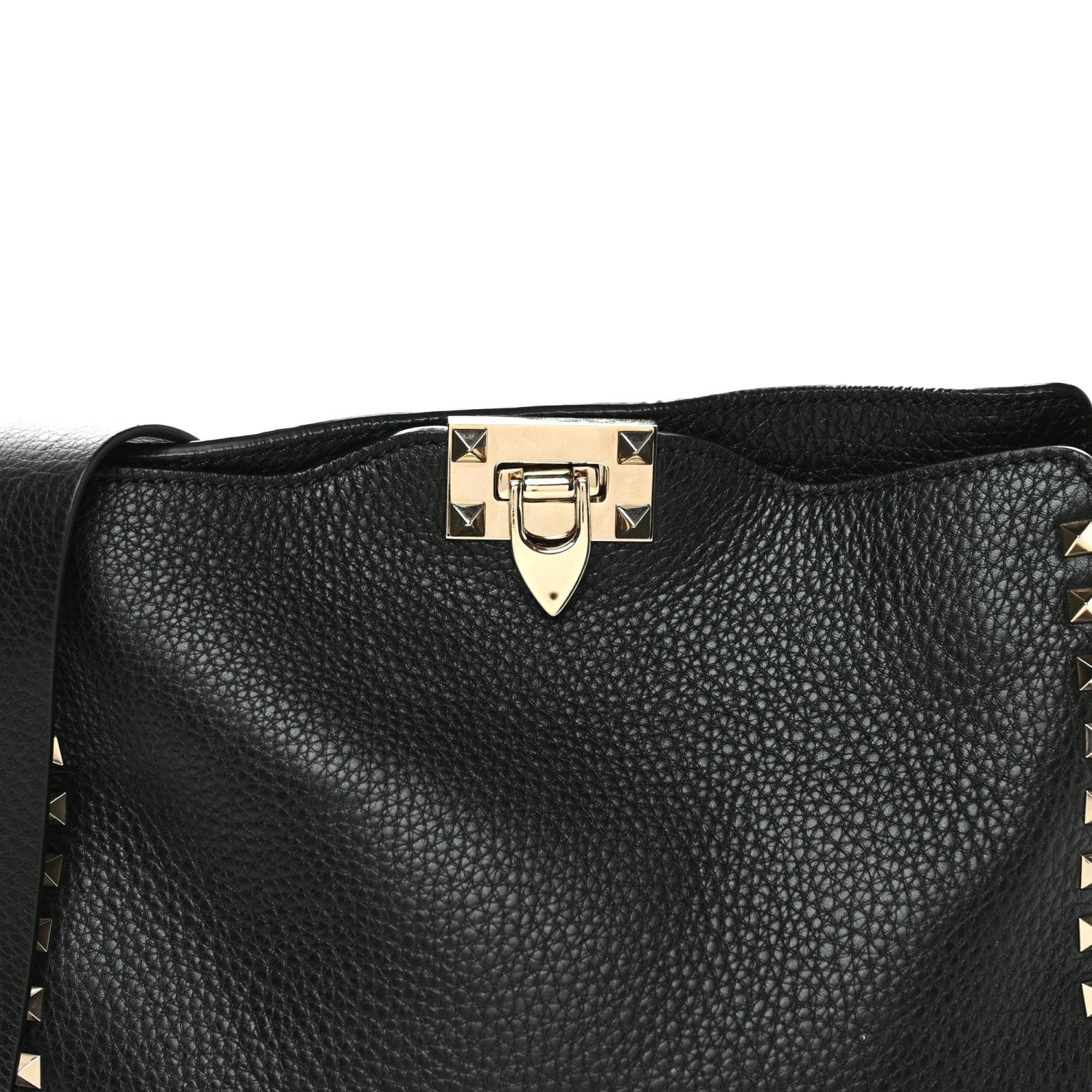 Valentino Garavani Pebbled Calfskin Large Rockstud Flip-Lock Messenger Bag Black 3 of 10
